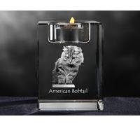 American Bobtail, Candelabro In Cristallo Con Gatto, Crystal Animals DE