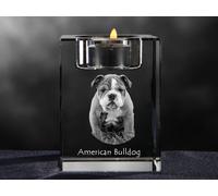 American Bulldog, Kristall-Kerzenleuchter Con Cane, Crystal Animals