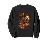 American Bully Howling Moon Dog Fantasy Forrest Wilderness Felpa