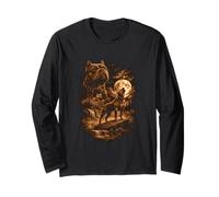 American Bully Howling Moon Dog Fantasy Forrest Wilderness Maglia a Manica