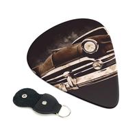 American Car In Brown Confezione da 6 plettri per chitarra con supporto, plettri per chitarra personalizzati, antiscivolo, portatili, ukulele, basso, 0,46 mm, per amanti della chitarra acustica