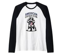 American Cocker Icona Patriottica Cocker Spaniel Maglia con Maniche Raglan