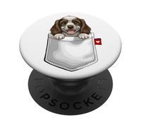 American Cocker Spaniel Cane In Tasca Sbirciando Simpatico Cucciolo Cane PopSockets PopGrip Adesivo
