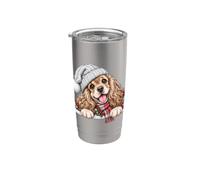 American Cocker Spaniel Cane Natale Babbo Natale Cappello Mamma Papà Bicchiere termico in acciaio inox doppia parete