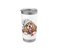 American Cocker Spaniel Cane Natale Babbo Natale Cappello Mamma Papà Bicchiere termico in acciaio inox doppia parete