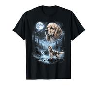 American Cocker Spaniel Howling to The Moon Retro Anni '90 Maglietta
