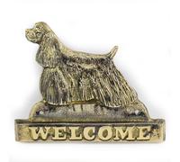 American Cocker Spaniel - Piastra IN Ottone Con Il Iscrizione 'Welcome' Art Dog