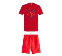 AMERICAN COLLEGE USA, Set di 2 Pezzi, Uomo, Donna, Maglietta, Bermuda, T Shirt, Pantaloncino, Sportivi, Lotto di 2, Abbigliamento, Unisex, Modello ACEN229 Rojo, Taglia XL