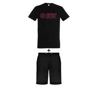 AMERICAN COLLEGE USA, Set di 2 Pezzi, Uomo, Donna, Maglietta, Bermuda, T Shirt, Pantaloncino, Sportivi, Lotto di 2, Abbigliamento, Unisex, Modello ACEN231 Negro, Taglia L