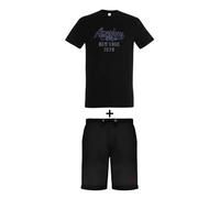 AMERICAN COLLEGE USA, Set di 2 Pezzi, Uomo, Donna, Maglietta, Bermuda, T Shirt, Pantaloncino, Sportivi, Lotto di 2, Abbigliamento, Unisex, Modello ACEN228 Negro, Taglia L