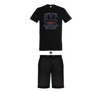 AMERICAN COLLEGE USA, Set di 2 Pezzi, Uomo, Donna, Maglietta, Bermuda, T Shirt, Pantaloncino, Sportivi, Lotto di 2, Abbigliamento, Unisex, Modello ACEN227 Negro, Taglia L