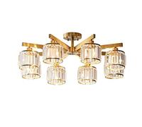 American Copper Ceiling Lustre K9 Crystal Shades E14 Led Lighting for Living Room Ceiling Lights (Color : 8 Light) (10 Light)
