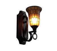 American Country Style Retro Wrought Iron Single Head Wall Lamp Black Industrial Style Wall Lights Glass Shade V-intage Aisle Wall Sconces Compatible with Balcony Living Room Bedro
