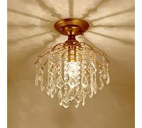 American Crystal Chandelier Corridor Porch Cloakroom Creative Balcony Small Ceiling Chandelier Black/Gold Study Bedroom Lamp (Lampshade Color : Gold Size : D300xH260mm) (Black D300xH260mm)
