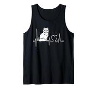 American Curl Cat Heartbeat ECG Funny Cats & Kitten Lovers Canotta