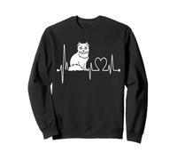 American Curl Cat Heartbeat ECG Funny Cats & Kitten Lovers Felpa