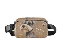 American Curl Cats Bianco Bellezza Alla Moda Crossbody Bag Marsupio per Donne Uomini Impermeabile Sling Bag Viaggio Essenziale, Cartoon Miniature Schnauzer Cani Marrone, 1 size