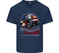 American Customs Hot Rod Garage USA Uomo Scollo A V Cotone T-Shirt