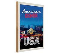 American Diner | Targa in legno | design retrò USA | decorazione da parete | 30 cm x 40 cm