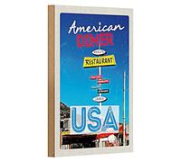 American Diner | Targa in legno retrò | USA Vintage Design | 12 cm x 18 cm