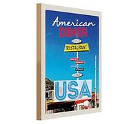 American Diner | Targa in legno retrò | USA Vintage Design | 30 cm x 40 cm