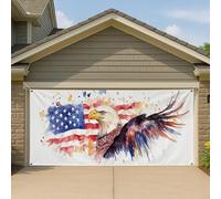 American Dream - Copertura per porta del garage, motivo: aquila ad acquerello patriottica, decorazione per striscioni, per il giorno dell'indipendenza, per esterni, 390 x 180 cm