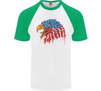 American Eagle Bandiera USA Luglio 4th DA UOMO S/S Baseball T-Shirt
