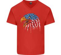 American Eagle Bandiera USA Luglio 4th Uomo Scollo A V Cotone T-Shirt