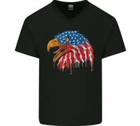 American Eagle Bandiera USA Luglio 4th Uomo Scollo A V Cotone T-Shirt