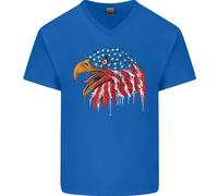 American Eagle Bandiera USA Luglio 4th Uomo Scollo A V Cotone T-Shirt