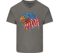 American Eagle Bandiera USA Luglio 4th Uomo Scollo A V Cotone T-Shirt