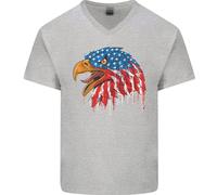 American Eagle Bandiera USA Luglio 4th Uomo Scollo A V Cotone T-Shirt