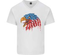 American Eagle Bandiera USA Luglio 4th Uomo Scollo A V Cotone T-Shirt