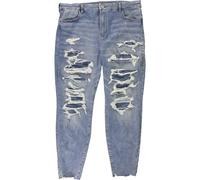 American Eagle Jeggings Donna Jeans Riparati Crackle Blu Taglia 20 28L