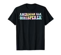 American Elk Whisperer Funny Animal Lover Groovy Tie Dye Maglietta