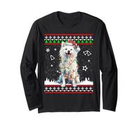 American Eskimo Christmas Ugly Pullover Funny Dog Xmas Maglia a Manica