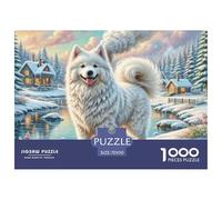 American Eskimo Dog 1000 Pezzi Puzzle Gioco Educativo Creativo Pet Dog Jigsaw Puzzle Bellissima Decorazione Puzzle Per Regali Di Viaggio, Presente 70x50cm/1000pcs