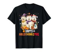 American Eskimo Dog Christmas Hallothankmas Thanksgiving Maglietta