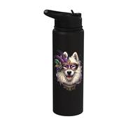 American Eskimo Dog Mardi Gras Stainless Steel Insulated Water Bottle