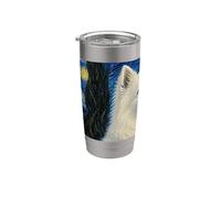 American Eskimo Dog Notte stellata Bicchiere termico in acciaio inox doppia parete