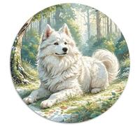 American Eskimo Dog Rundes 1000 Puzzle Animals Rundes Puzzle Familienpuzzle Schwieriges Großes Puzzle Pädagogisches Puzzle Für Erwachsene Und Kinder Kreative 1000pcs (67.5x67.5cm)