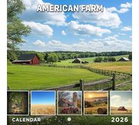 American Farm Calendar 2026: Rustic Scenes and Rural Serenity | Kalender Calendario Calendrier | Lunar Moon Phases - Bonus 3 Months 2025