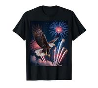 American Fireworks Patriotic Independence Eagle Art Maglietta