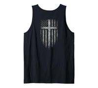 American Flag Christian Cross Patriotic Faith (On Back) Canotta