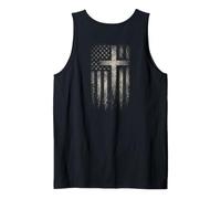 American Flag Christian Cross Patriotic Faith (On Back) Canotta