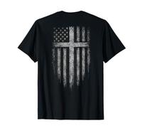 American Flag Christian Cross Patriotic Faith (On Back) Maglietta