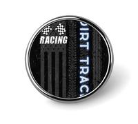 American Flag Dirt Racing Track Round Brooch Pin Badge Lapel Tie Pin for Women Men Office Worker Teacher Decor