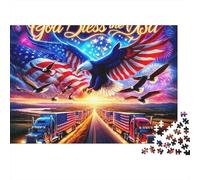 American Flag Eagle Puzzle 1000 Pezzi Carta per Adulti Camion Autostrada Gioco di Puzzle 1000 Pezzi Relax Famiglia 52x38cm/1000pcs