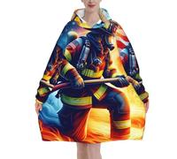 American-Flag-Firefighter-Axe - Felpa con cappuccio oversize in flanella indossabile per adulti, a maniche lunghe, con cappuccio
