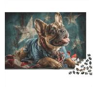 American Flag French Bulldog Puzzle Impossible 1000 Pezzi Decorazione Per La Casa. Rilassamento E Intelligence Per Adulti E Bambini Da 12 Anni 38x26cm/1000pcs